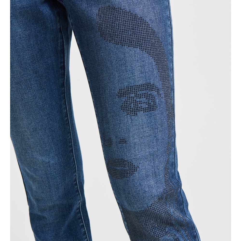 NWT Joseph Ribkoff Embellished Face Silhouette Jeans